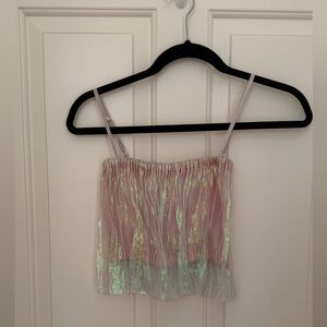 Iridescent Pink and Sheer Tank Top